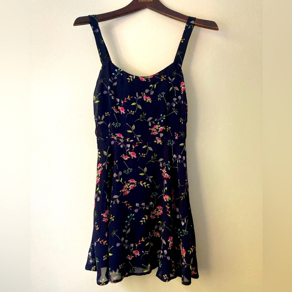 Lucca floral mini dress XS Navy
